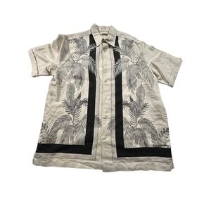 Centro Shirt Men's Large Short Sleeve Button Up Retro Style Leaves Size Large‎